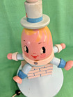 Humpty Dumpty Childs Wooden White Baby Blue Hand-painted Lamp Vintage Nursery