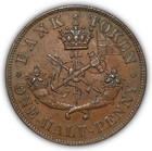 1850 Upper Canada Half Penny B-720 Bank Token Almost Uncirculated Au Coin  24556