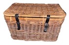 Vintage Large Wicker Basket Rectangle With Lid Snap Closure Storage Basket   