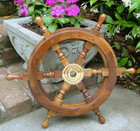 24 Inch Premium Quality Ship s Teak Antique Maritime Nautical Wooden Ship Wheel
