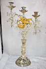 Pair Of Ornate Vintage 3 Light Candelabra W  Angels  19 3 8  Ht   cu996 
