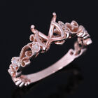 7-8mm Round Semi Mount Ring Solid 10k Gold Natural Diamond Jewelry Handcrafted