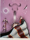 Grover Topaum Kiowa Native American Original  Painting 2000 Matted 24  X 20  
