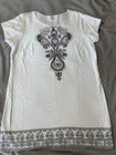 Venus Beaded Black   White Short Sleeve Dress Small Boho Classic Cute Xl
