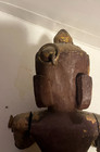 Antique Burmese Pair Carved   Gilt Wood Temple Guardian Figure 11 5 In       S10