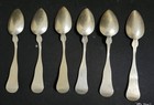 6 Antique American Fiddle Pattern Coin Silver Spoons