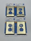 Vtg Lot Of 4 Ge Decorator Wall Outlet Plate Plated Steel Flush Cover Gold Brass
