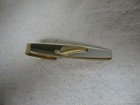 Vintage Tie Bar Clip Gold   Silver Tone Etched Feather Leaf Mid-century Men s
