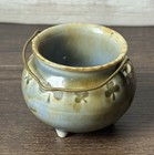 Irish Porcelain Wade Shamrock Clover Cauldron Pot Metal Handle Made In Ireland