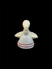 Vintage Porcelain Lady Planter Figurine Victorian Girl Pink Bonnet Fan Basket