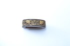 Fuchi Kashira Japanese Antique Mumei Autumn Flower And Cricket Shakudo Edo