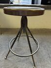 Vintage Mid Century Industrial Metal Shop School Stool Chair Adjustable