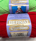 Mixed Lot Of 3 - Bernat Softee Chunky Yarn Berry Red   Lime Polarspun Purple Pas