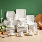 Malacasa Blance 60 Piece White Ceramic Square Dinnerware Set Service For 12 New