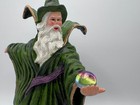 Fantasy Wizard Holding Crystal Ball Resin Figurine 8  Tall 