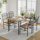 5-piece Kitchen Dining Table Set For 4  Rectangular Dinette With Wooden Chairs