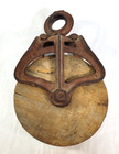 Antique Cast Iron   Wooden Wheel Barn 6  Pully