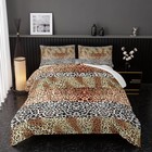 Comforter Set Size  Brown Animal Print Bedding Set 3pcs For Queen Leopard Print