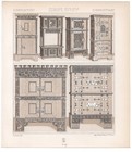 15th Century European Cabinets     Gothic Carved Furniture     1876 Antique Print