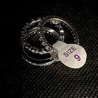 Bomb Party  farmhouse Unicorn  Rhodium Plated Sapphire Cz Pav   Size 9