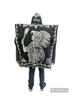 Mexican Poncho With Hood    Azteca   One Size   Aztec Warrior    Black   White
