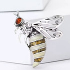 Vintage Enamel Bee Brooch Pin     Silver Tone Insect Jewelry   Summer Unisex Gift