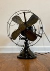1911 Ge Trunnion Mount Antique Oscillating Brass Blade Kidney Fan   Runs Well 