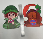 Vintage Christmas Cards Die Cut Elves Pixie Hound Dog Large Lot 5 Jumbo Size
