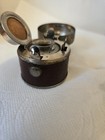 Antique Travel Inkwell Red Leather Lined  Complete With Glass Ink Bottle  2