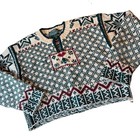84 Vintage Ralph Lauren Country Cropped Sweater Nordic L Fair Isle Wool Silk