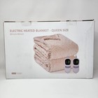 Heated Electric Blanket Queen Size - 84  X 90  Faux Fur Heating Blanket  Beige