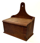 Exceptional Early 19th C  Cherrywood Wall Hanging Spice candle Box W  Lid  Aafa