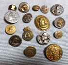 Lot Of 17 Vintage Antique Metal Picture Buttons Cameos Lady Heads