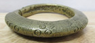 West Africa Manilla Currency Bracelet  Antique Cast Bronze Punch Chased Motif