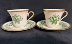 Lenox   Bone China Christmas Holiday Teacup And Saucer Set 24k Gold Trim set Of 2