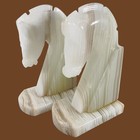 Horse Head Bookends Vintage Art Deco Carved Onyx Stone Stallion 6 In  Pair Heavy