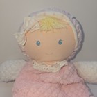 Eden Baby Pink   White Waffle Terry Cloth Doll 10  Stripe Polka Dot Hat Soft