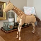 Wooden Articulated Horse Art Mannequin Moveable Legs Brown Tail No Stand 12   