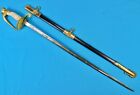 Us Ww2 Vintage Model 1852 Engraved Navy Usn Officer s Sword W  Scabbard