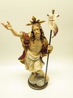 Large Carving - The Resurrection Of Jesus Christ  Carved   Painted Wood Statue