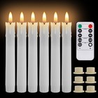 6pcs Flickering Flameless Led Taper Candles Light   Holders Timer Remote Control