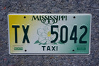 Mississippi Magnolia Taxi License Plate