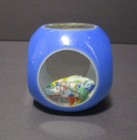 Vintage Murano Millefiori Overlay Blue To White To Clear Glass Paperweight