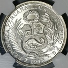 1915 Ngc Ms 66 Peru 1 2 Sol Silver Seated Liberty Top Pop Coin  21030702c 