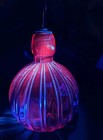 Vintage Selenium Pink Glass Bulbous Striped Barber Beauty Bottle Large 7 5  Tall