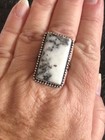 White Buffalo Turquoise Ring  Large Bold Rectangle  Size 10  Artisan Southwest