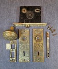 Antique F  C  Linde Co  Doorknob  Backplates  Lock And Strike Plate