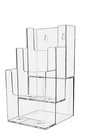 3 Pocket Tri Fold Brochure Holder For 4   w Pamphlet Maps Menu Wall Or Table Rack 