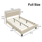 Full queen king Upholstered Platform Bed Frame With Adjustable Headboard And Led
