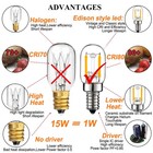 E12 1w Night Light Bulbs 150lm 2700k T22 T7 Led Salt Lamp 2pack Bulbs Equal 15w 